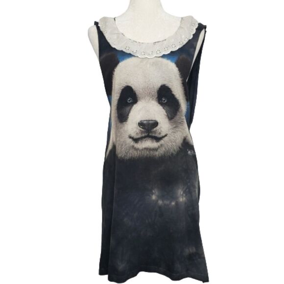 THE MOUNTAIN dress DIY panda face tie dye tunic M - Picture 1 of 9